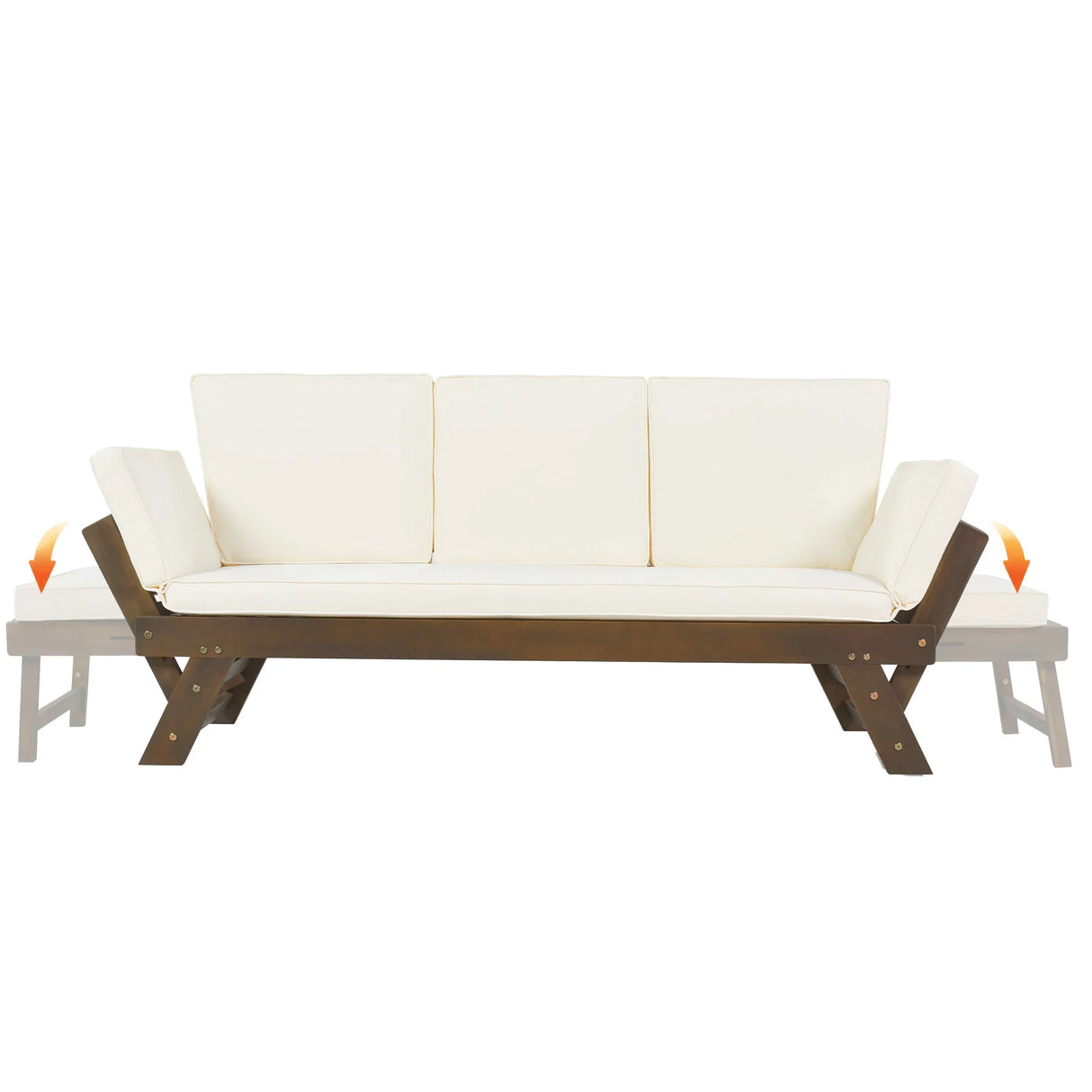 Outdoor Sofa with Adjustable Armrests - Beige - Furniture Home Direct