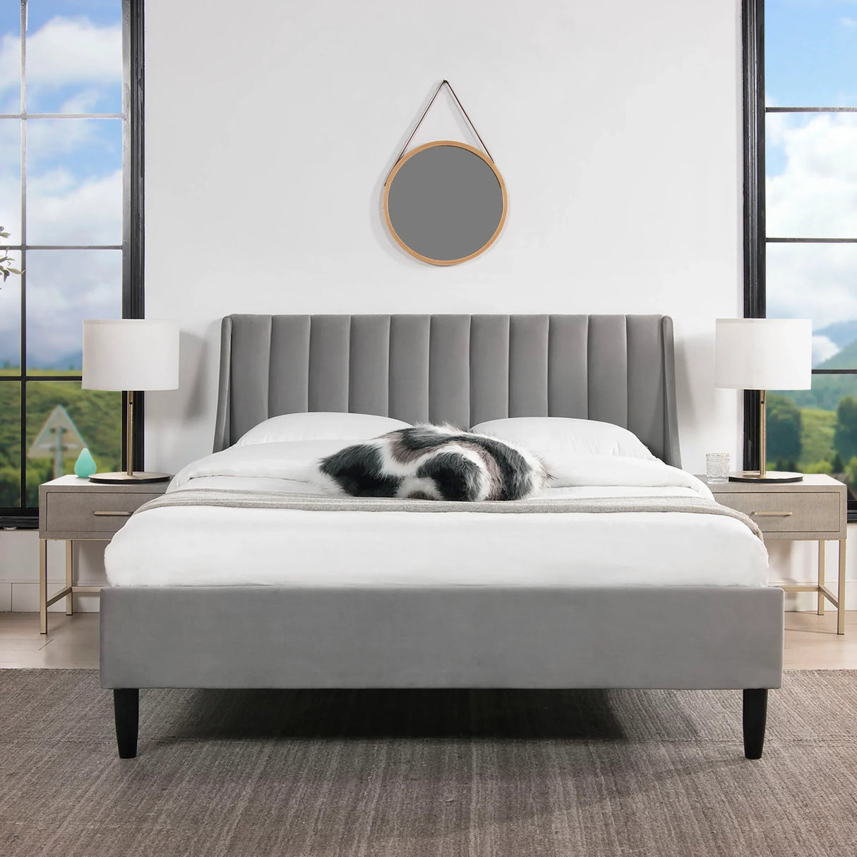 Aspen - Vertical Tufted Modern Headboard Platform Bed Set - Furniture Home Direct