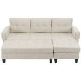 Sleeper Sectional Chenille L Shaped With Chaise Beige - Furniture Home Direct