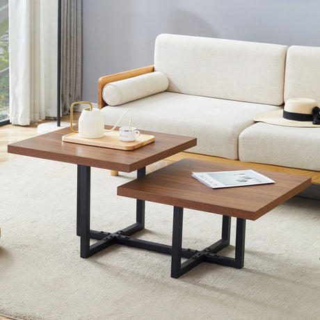 Perfectly Integrating Modern And Scandinavian Styles Double Deck Coffee Table - Walnut - Furniture Home Direct