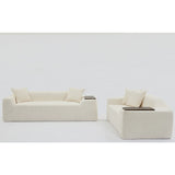 2 Piece Boucle Cloud Living Room Set, Beige - Furniture Home Direct