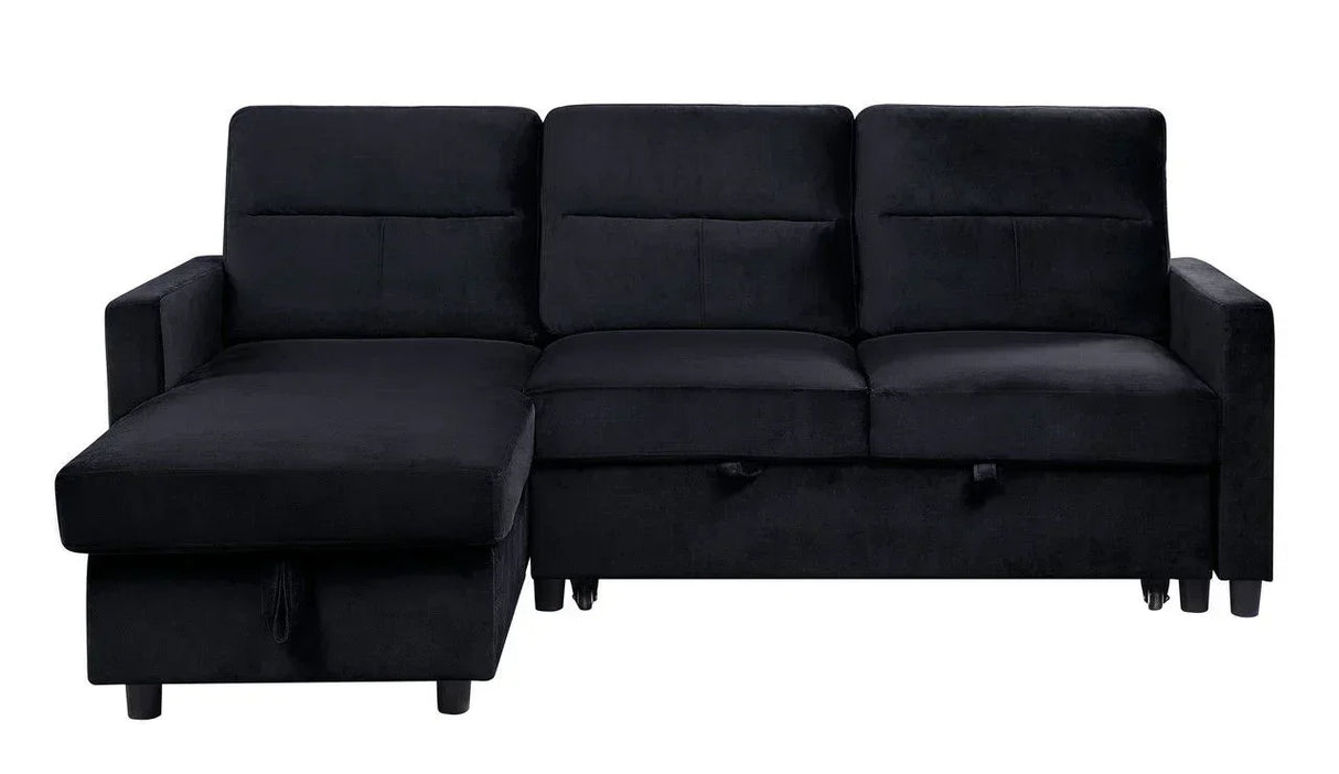 Ivy - Velvet Reversible Sleeper Sectional Sofa With Storage Chaise And Side Pocket - Furniture Home Direct