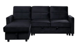 Ivy - Velvet Reversible Sleeper Sectional Sofa With Storage Chaise And Side Pocket - Furniture Home Direct