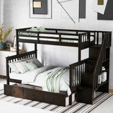 Stairway Bunk Bed With Storage And Guard Rail For Bedroom - Furniture Home Direct