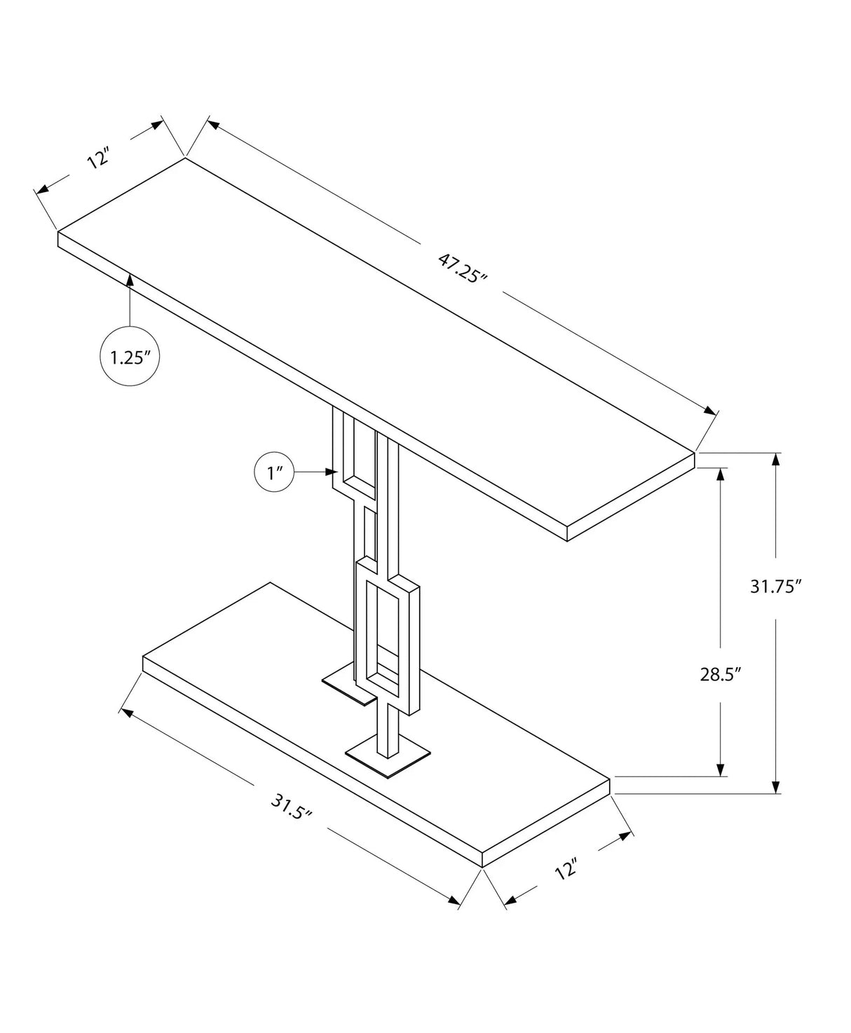 Console Accent Table, Narrow For Living Room - Furniture Home Direct