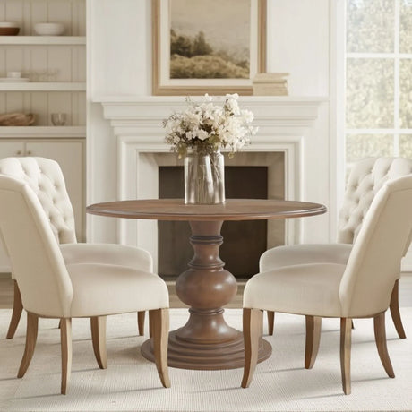 Round Pedestal Dining Table - Walnut - Furniture Home Direct
