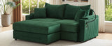 Sofa and Ottoman With Storage, Two USB Ports, Two Cup Holders and Phone Holder - Green - Furniture Home Direct