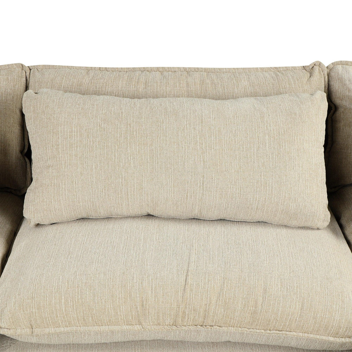 Cloud Sectional with Ottoman, Charging Ports and Three Back Pillows - Beige - Furniture Home Direct