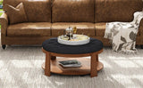 Round Ottoman Coffee Table Oversized Tufted Wood Base Black - Furniture Home Direct