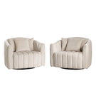 Upholstered Oversized 360° Swivel Accent Barrel Chair And Half Cozy Sofa With 3 Pillows - Furniture Home Direct