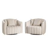 Upholstered Oversized 360° Swivel Accent Barrel Chair And Half Cozy Sofa With 3 Pillows - Furniture Home Direct