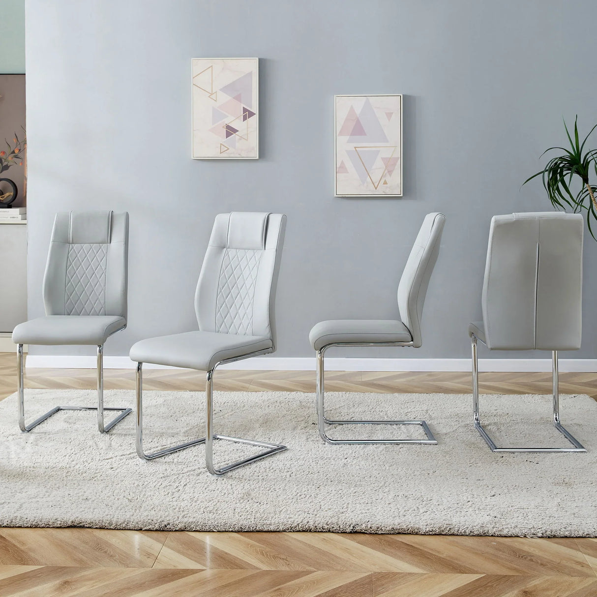 Modern Dining Chairs With Padded Seat, Metal Legs - Furniture Home Direct