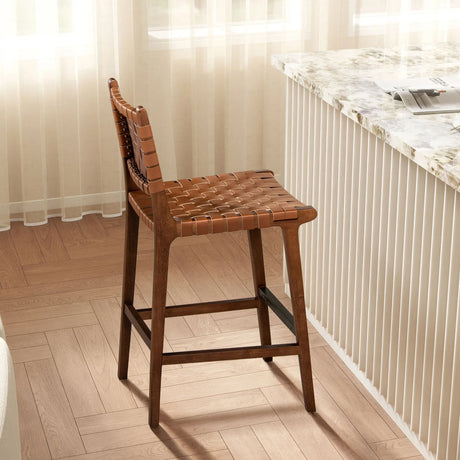 Andre - Counter Stool With Back - Pecan Brown - Furniture Home Direct