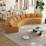 Corduroy curved Modular sectional with 8 pillows - Yellow - Furniture Home Direct