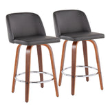 Toriano - Mid-Century Modern Fixed Height Counter Stool With Round Footrest (Set of 2) - Furniture Home Direct