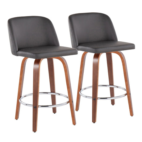 Toriano - Mid-Century Modern Fixed Height Counter Stool With Round Footrest (Set of 2) - Furniture Home Direct