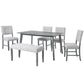 Rustic Farmhouse Dining Room Rectangular Table With 4 Upholstered Chairs And Bench - Furniture Home Direct