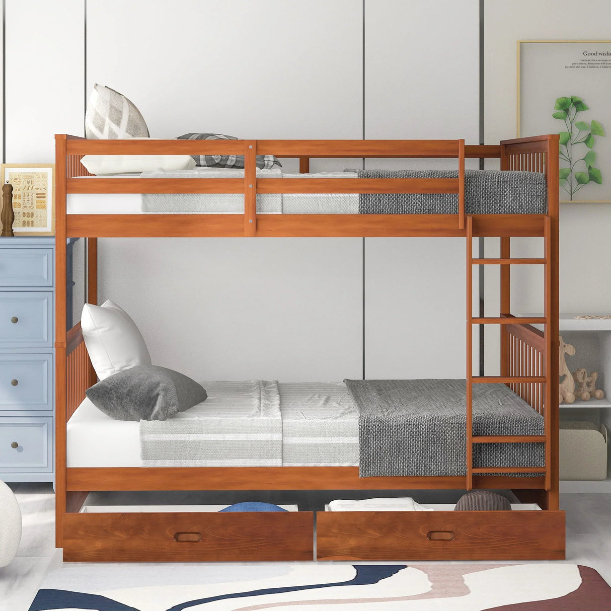 Bunk Bed With Ladders And 2 Storage Drawers - Furniture Home Direct