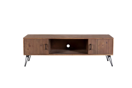 Industrial Style Reclaimed Wood Media TV Stand With Storage Cabinet For Living Media Room - Natural - Furniture Home Direct