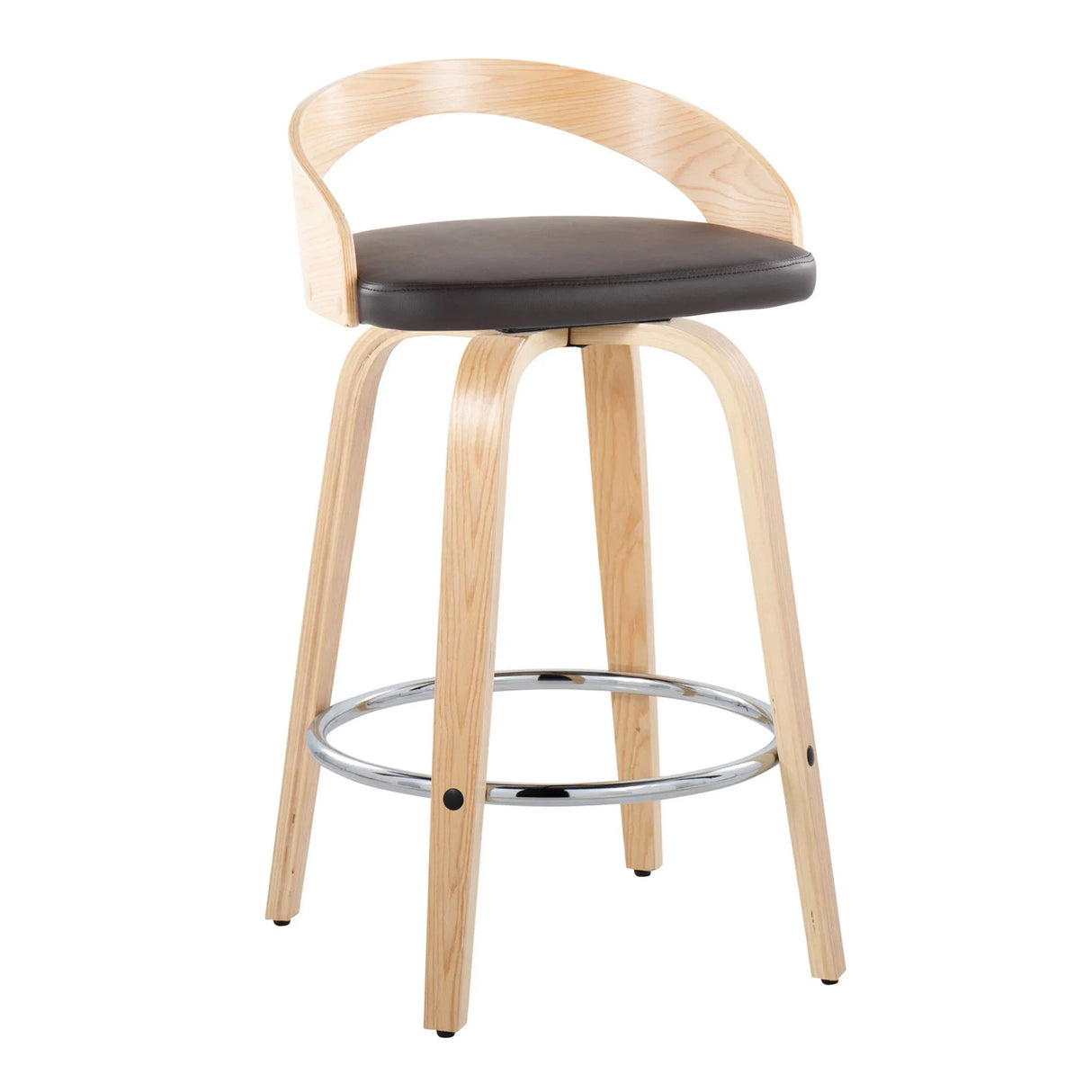 Grotto - Contemporary Fixed Height Counter Stool With Swivel With Round Footrest (Set of 2) - Furniture Home Direct