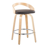 Grotto - Contemporary Fixed Height Counter Stool With Swivel With Round Footrest (Set of 2) - Furniture Home Direct