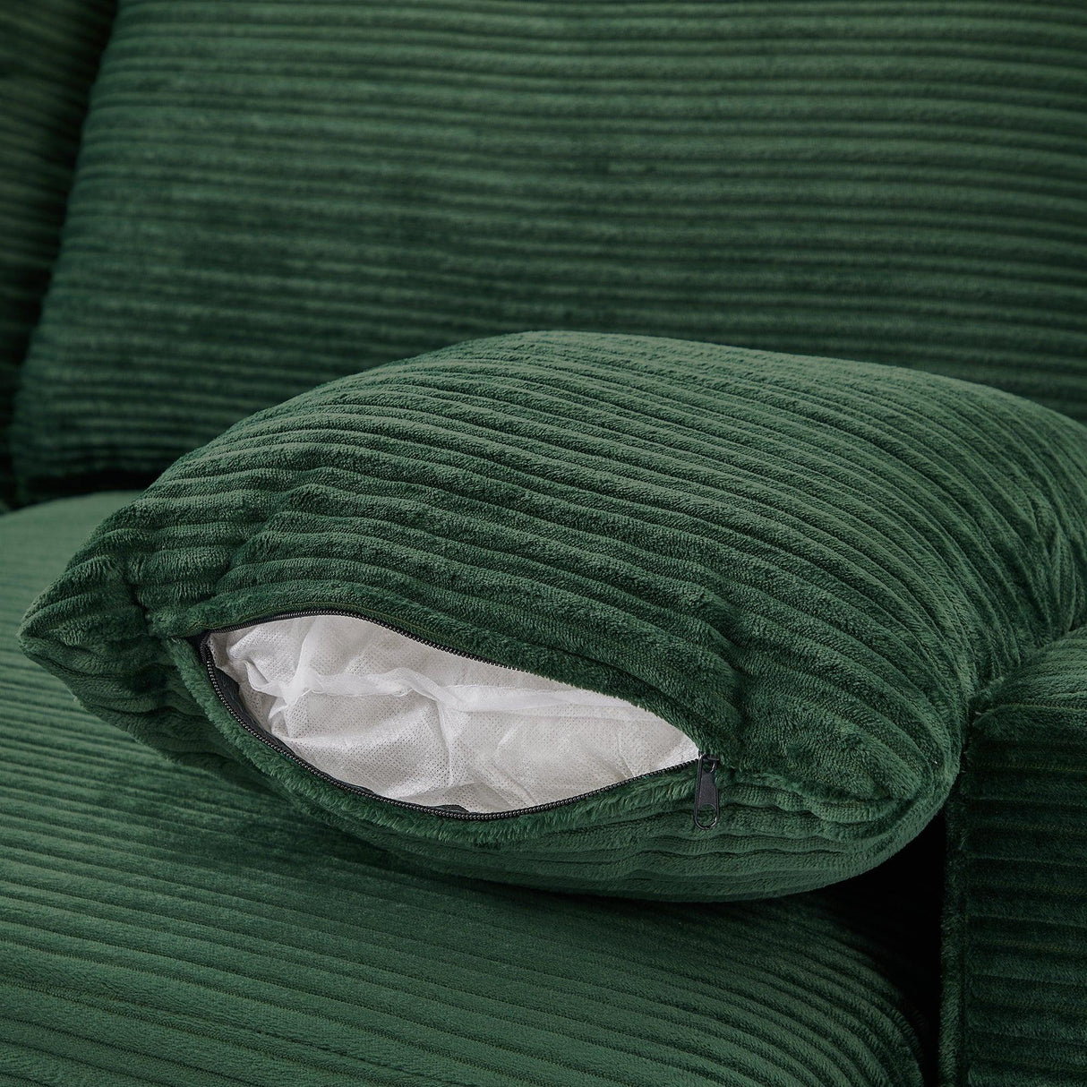 Sofa and Ottoman With Storage, Two USB Ports, Two Cup Holders and Phone Holder - Green - Furniture Home Direct