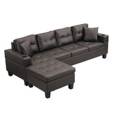 Sectional Sofa Left Chaise Faux Leather Chocolate Brown - Furniture Home Direct