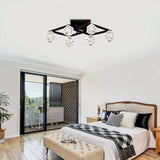 6 Light Crystal Ceiling Light For Dining Room, Modern Ceiling Lamp With Light Fixture For Entryway, Lobby, Kitchen, Bedroom, Living Room, Conference Room, (6*G9 Bulbs Included) - Furniture Home Direct