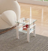 Modern Tempered Glass Tea Table, End Square Table For Living Room - Furniture Home Direct
