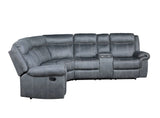 Dollum - Two Tone Nubuck Manual Recliner Sectional Sofa With USB Port Cupholder Console - Furniture Home Direct