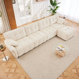 Sofa Set With Ottoman And Pillows, Textured, High Resilience Cushions - Furniture Home Direct