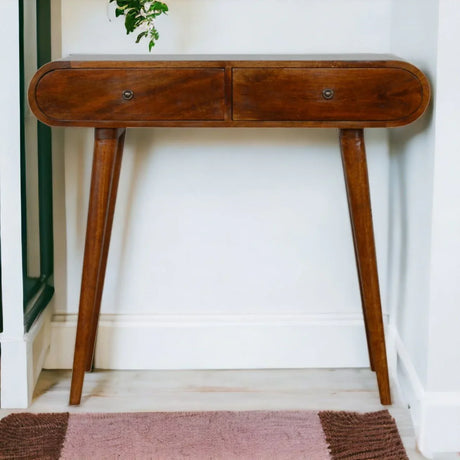 Solid Wood Curved Edge Console Table - Furniture Home Direct