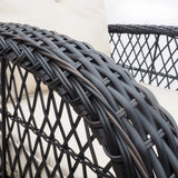 3 Pieces Conversation Set, Outdoor Wicker Rocker Swivel Patio Bistro Set, Rocking Chair With Glass Top Side Table - Furniture Home Direct