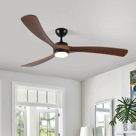 Solid Wood Ceiling Fan With Lights And Remote Control Indoor Outdoor Ceiling Fan 3 Wooden Blades Modern Ceiling Fan For Porch Living Room Bedroom - Furniture Home Direct