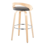 Grotto - Contemporary Fixed-Height Barstool With Swivel With Round Footrest (Set of 2) - Furniture Home Direct