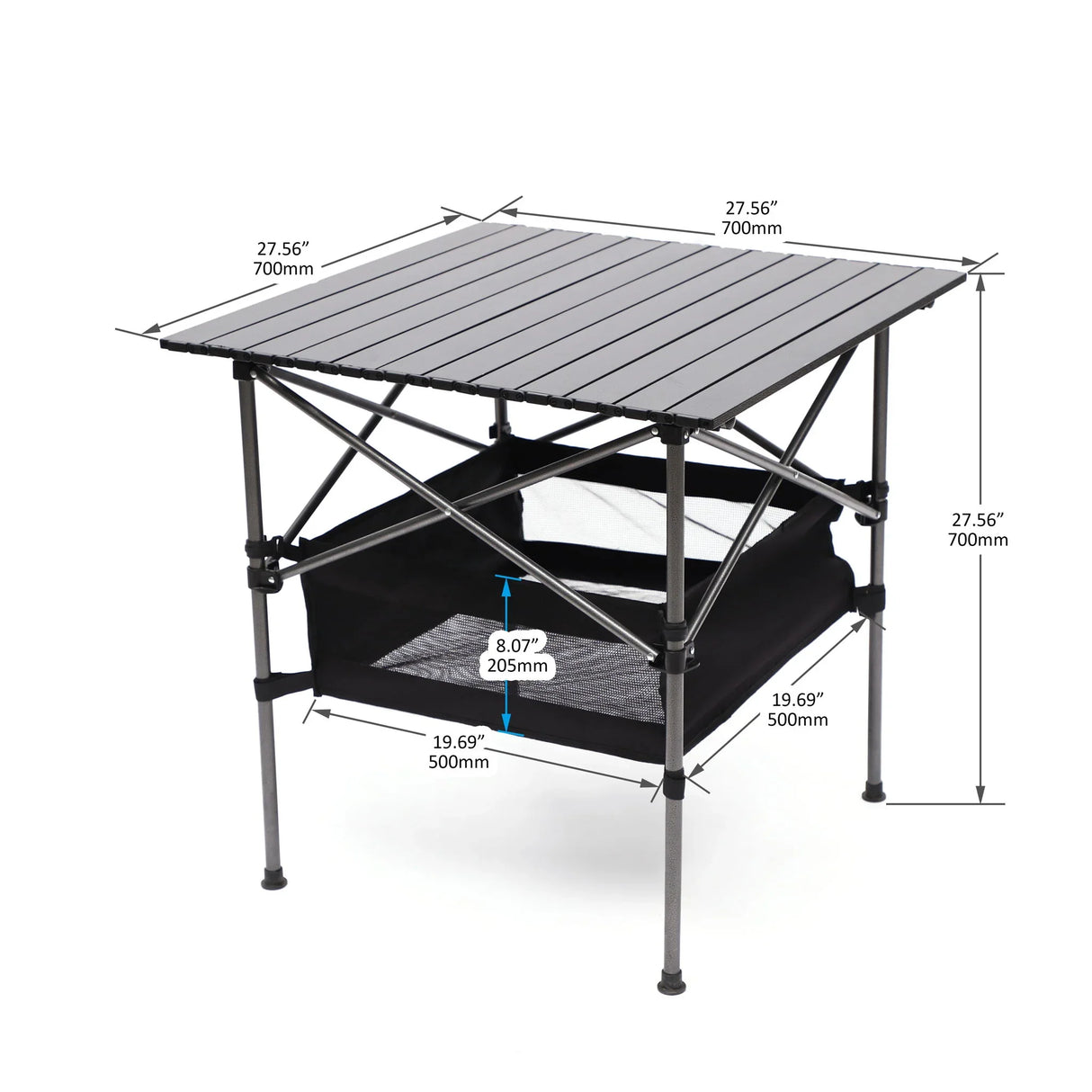 Folding Outdoor Table With Carrying Bag, Lightweight Aluminum Roll-Up Square Table For Indoor, Outdoor Camping, Picnics, Beach, Backyard, Bbq, Party, Patio - Black - Furniture Home Direct