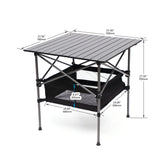 Folding Outdoor Table With Carrying Bag, Lightweight Aluminum Roll-Up Square Table For Indoor, Outdoor Camping, Picnics, Beach, Backyard, Bbq, Party, Patio - Black - Furniture Home Direct
