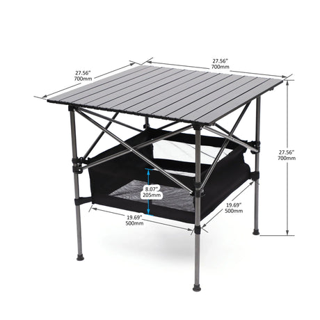 Folding Outdoor Table With Carrying Bag, Lightweight Aluminum Roll-Up Square Table For Indoor, Outdoor Camping, Picnics, Beach, Backyard, Bbq, Party, Patio - Black - Furniture Home Direct