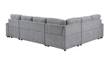 Nyhan - Upholstered Corner Sectional With Pull Out Loveseat And Storaged Chaise - Light Gray - Furniture Home Direct