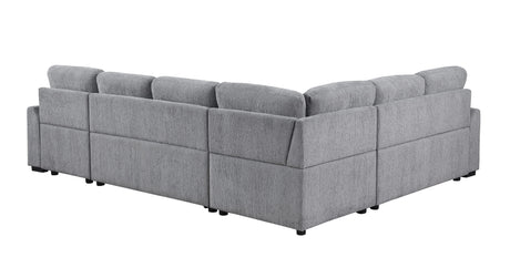 Nyhan - Upholstered Corner Sectional With Pull Out Loveseat And Storaged Chaise - Light Gray - Furniture Home Direct
