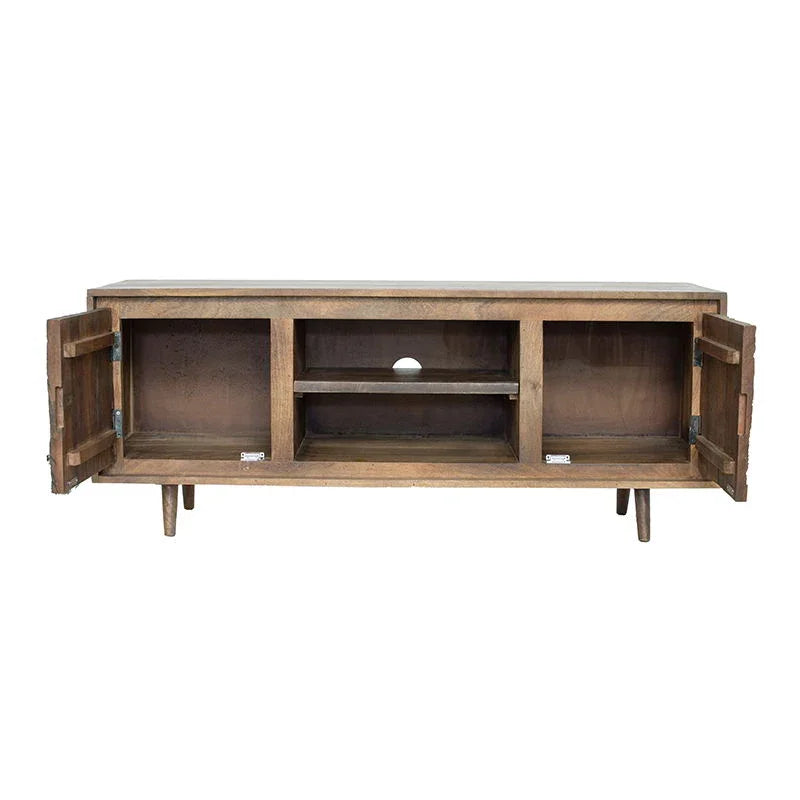 TV Cabinet With Recycle Wood 2 Door - Brown - Furniture Home Direct