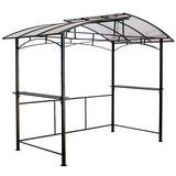 Grill Gazebo 8X5Ft, Outdoor Patio Canopy, Bbq Shelter With Steel Hardtop And Side Shelves - Black - Furniture Home Direct