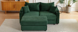 Sofa and Ottoman With Storage, Two USB Ports, Two Cup Holders and Phone Holder - Green - Furniture Home Direct