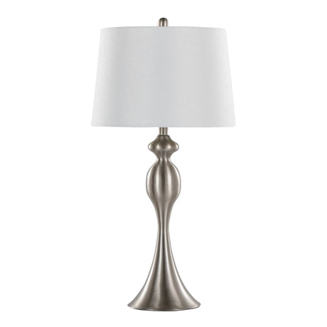 Ashland - Contemporary Table Lamp (Set of 2) - Nickel / White - Furniture Home Direct