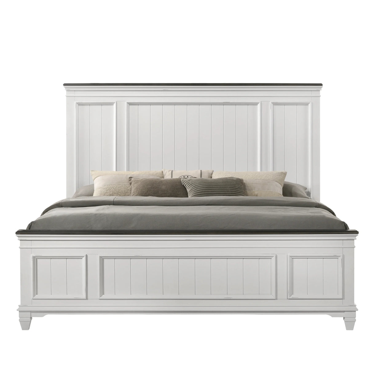 King Panel Bed With Dresser And Nightstands Antique White - Furniture Home Direct