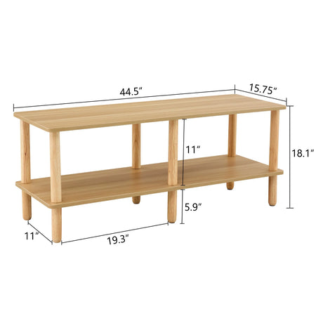 Modern Double Deck TV Cabinet With Open Storage Shelf, Rounded Legs - Furniture Home Direct