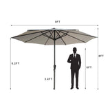 Patio Market Umbrella With 8 Steel Ribs, UV-Resistant And Waterproof Canopy - Furniture Home Direct