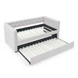 Inspired Upholstered Daybed With Trundle, Button Tufted - Furniture Home Direct
