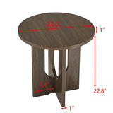 Round Side Table With X Leg Base MDF Finish Natural Walnut - Furniture Home Direct