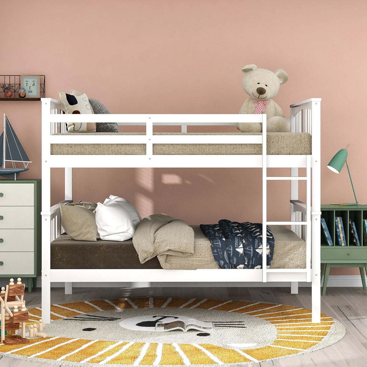Bunk Bed With Ladder For Bedroom, Guest Room Furniture - Furniture Home Direct